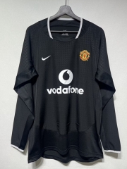 Retro Version 03-04 Manchester United Away Black LS Thailand Soccer Jersey AAA-2483