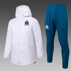 25-26 Olympique Marseille White Thailand Soccer Cotton Coat Uniform With Hat-815