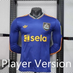 Player Version 25-26 Newcastle United 2nd Away Blue LS Thailand Soccer Jersey AAA-888