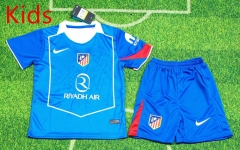 25-26 Atletico Madrid 2nd Away Light Blue Kids/Youth Soccer Uniform-8679