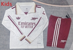 25-26 Arsenal 2nd Away White LS Kids/Youth Soccer Uniform-9484