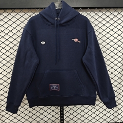 (S-3XL) Retro Embroidered version Arsenal Royal Blue Thailand Soccer Tracksuit Top With Hat-CS