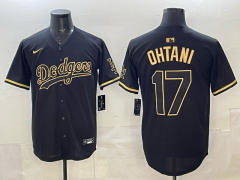 (Logo 1) 5th Generation Los Angeles Dodgers Black&Gold #17 MLB Jersey-0840