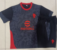 25-26 AC Milan Black Inkjet Short-sleeved Thailand Soccer Tracksuit-815