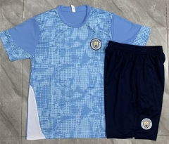 25-26 Manchester City Light Blue Inkjet Short-sleeved Thailand Soccer Tracksuit Uniform-815