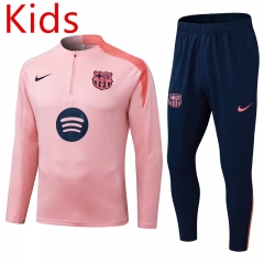 25-26 Barcelona Pink Kid-Youth Soccer Tracksuit -411