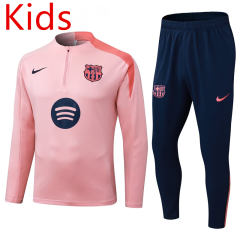 25-26 Barcelona Pink Kid-Youth Soccer Tracksuit -411