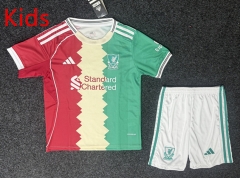 25-26 Special Version Liverpool Red&Yellow&Green Kids/Youth Soccer Uniform-GB