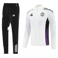 25-26 Manchester United White Thailand Soccer Coat Uniform-LH