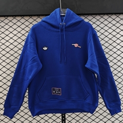 (S-3XL) Retro Embroidered version Arsenal Blue Thailand Soccer Tracksuit Top With Hat-CS