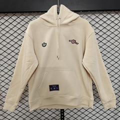 (S-3XL) Retro Embroidered version Arsenal Beige Thailand Soccer Tracksuit Top With Hat-CS