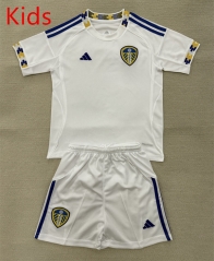 25-26 Leeds United Home White Kids/Youth Soccer Uniform-AY
