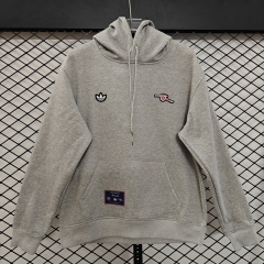 (S-3XL) Retro Embroidered version Arsenal Gray Thailand Soccer Tracksuit Top With Hat-CS