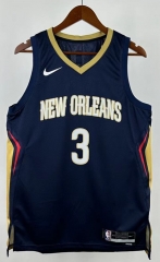 New Orleans Pelicans Away Navy Blue #3 NBA Jersey-311