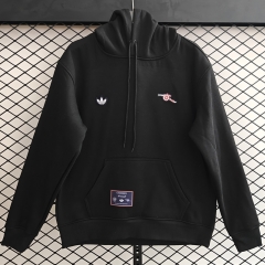 (S-3XL) Retro Embroidered version Arsenal Black Thailand Soccer Tracksuit Top With Hat-CS