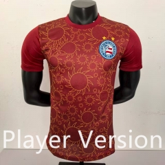 (S-4XL) 25-26 Player Version Bahia 2nd Away Red Thailand Soccer Jersey AAA-908