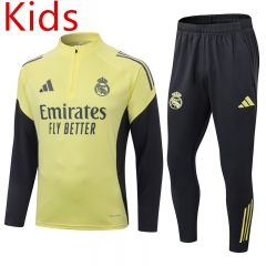 25-26 Real Madrid Yellow Kids/Youth Soccer Tracksuit-411
