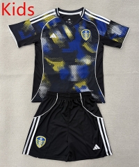 25-26 Leeds United 2nd Away Black&Blue Kids/Youth Soccer Uniform-AY