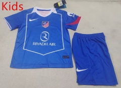 25-26 Atletico Madrid 2nd Away Blue Kids/Youth Soccer Uniform-507