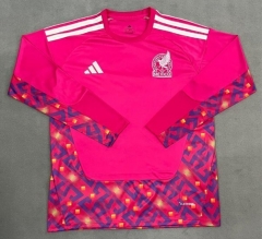 (S-4XL) 26-27 Mexico Goalkeeper Pink LS Thailand Soccer Jersey AAA