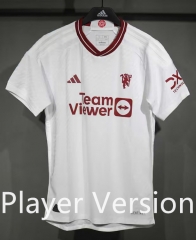 (S-3XL) Retro Player Version 23-24 Manchester United 2nd Away White Thailand Soccer Jersey AAA-4563