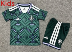 26-27 Saudi Arabia Home Green Kids/Youth Soccer Uniform-7809