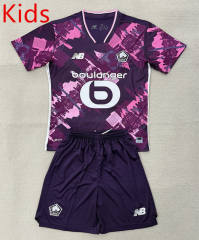 25-26 Lille OSC 4th Away Pink&Purple Kid/Youth Soccer Uniform-AY