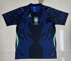 (S-4XL) 26-27 Brazil Away Royal Blue Thailand Soccer Jersey AAA-9028