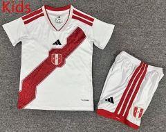 26-27 Peru Home White&Red Kids/Youth Soccer Uniform-7809