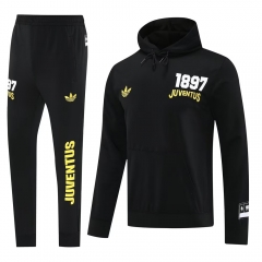 25-26 Juventus Black Thailand Soccer Tracksuit Uniform With Hat-LH