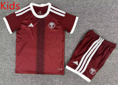 26-27 Qatar Home Red Kids/Youth Soccer Uniform-7809