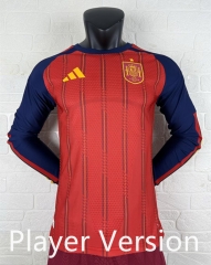 (S-4XL) Player Version 26-27 Spain Home Red LS Thailand Soccer Jersey AAA-2016