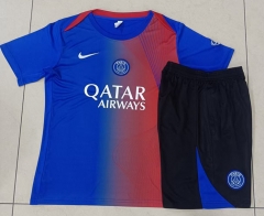 25-26 Paris SG Blue&Red Inkjet Soccer Short-sleeve Tracksuit-815