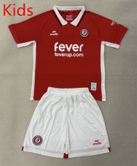 25-26 Bristol City Home Red Kids/Youth Soccer Uniform-AY