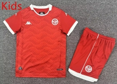 25-26 Tunisia Home Red Kids/Youth Soccer Uniform-7809