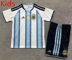 With Patch 2026 World Cup Argentina Home Blue&White Kids/Youth Soccer Uniform-7209