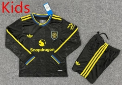 25-26 Correct Version Manchester United 2nd Away Black LS Kids/Youth Soccer Uniform-6748