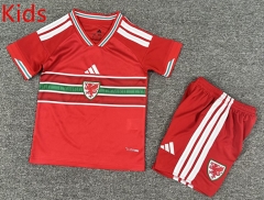26-27 Wales Home Red Kids/Youth Soccer Uniform-7809