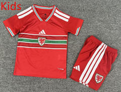 26-27 Wales Home Red Kids/Youth Soccer Uniform-7809