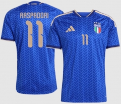 (S-4XL) 26-27 Italy Home Blue (RASPADORI #11) Thailand Soccer Jersey AAA