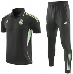 25-26 Real Madrid Army Green Thailand Polo Uniform-4627