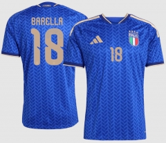 (S-4XL) 26-27 Italy Home Blue (BARELLA #18) Thailand Soccer Jersey AAA