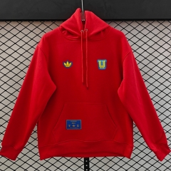 (S-3XL) Retro Embroidered Version Tigres UANL Red Thailand Soccer Tracksuit With Hat-CS