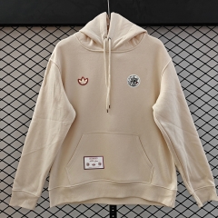 (S-3XL) Retro Embroidered Version Ajax Beige Thailand Soccer Tracksuit Top With Hat-CS