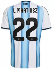 (S-4XL) 26-27 Argentina (L.MARTÍNEZ #22) Home Blue&White Thailand Soccer Jersey AAA