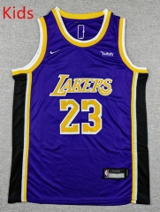 Round Collar Los Angeles Lakers Purple #23 Kids NBA Jersey-1380