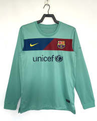 Retro Version 10-11 Barcelona Away Green LS Thailand Soccer Jersey AAA-811