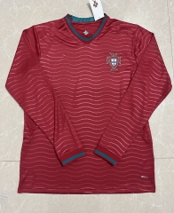 (S-4XL) 2026 World Cup Portugal Home Red LS Thailand Soccer Jersey AAA-422