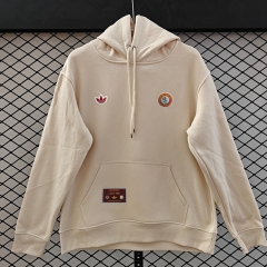 (S-3XL) Retro Embroidered Version Aston Villa Beige Thailand Soccer Tracksuit Top With Hat-CS