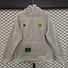 (S-3XL) Retro Embroidered Version Celtic Grey Thailand Soccer Tracksuit Top With Hat-CS